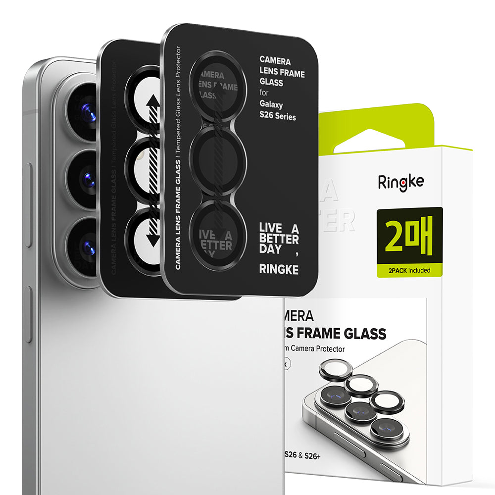 Ochranná fólia Ringke na zadnú kameru pre Samsung Galaxy S26 Plus S947 / S26, Tvrdené sklo, Sada 2 kusy, Čierna
