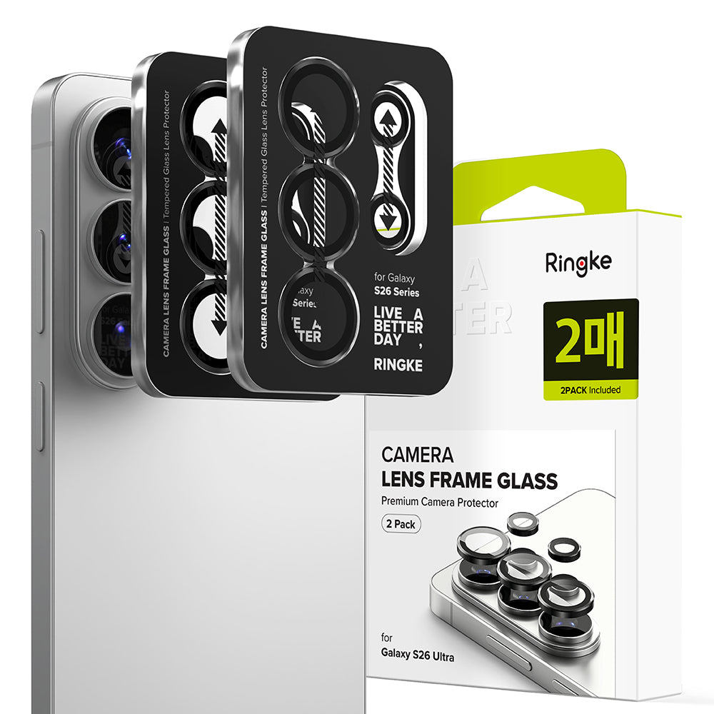 Ochranná fólia Ringke na zadnú kameru pre Samsung Galaxy S26 Ultra S948, Tvrdené sklo, Sada 2 kusy, Čierna