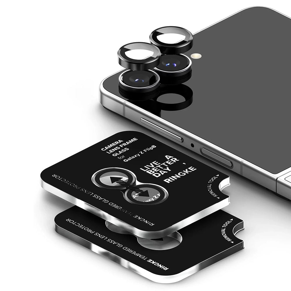 Ochranná fólia na zadnú kameru Ringke pre Samsung Galaxy Z Flip8 F776, tvrdené sklo, sada 2 kusy, čierna