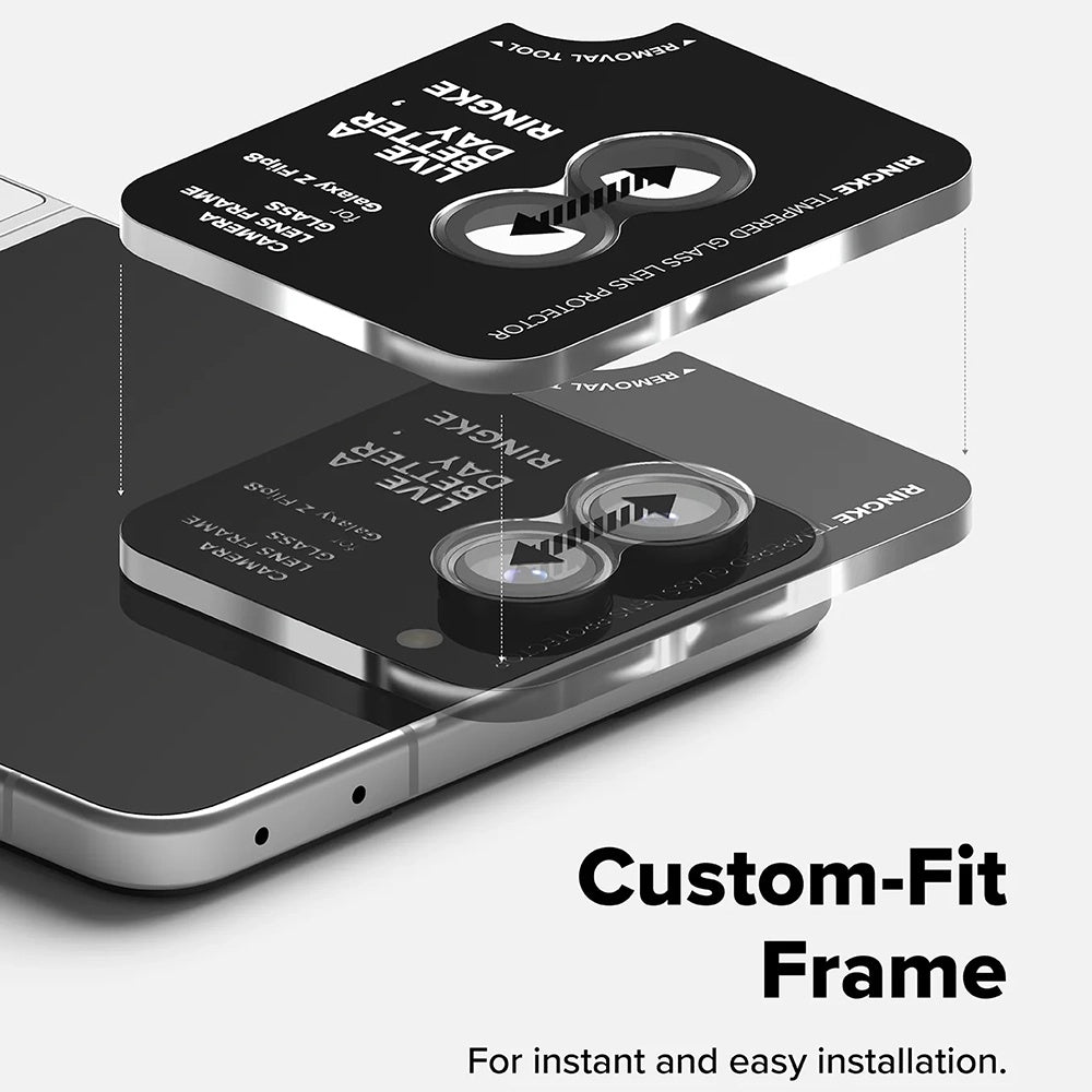 Ochranná fólia na zadnú kameru Ringke pre Samsung Galaxy Z Flip8 F776, tvrdené sklo, sada 2 kusy, čierna