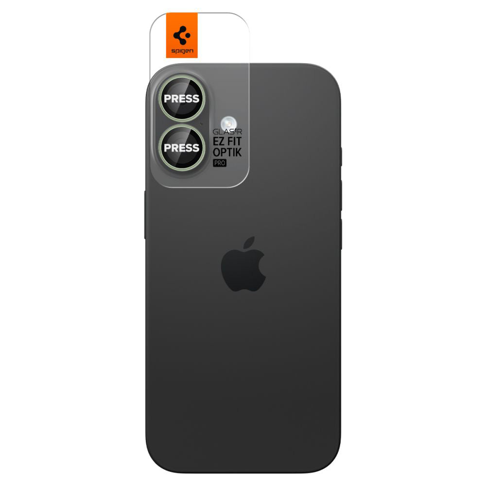 Ochranná fólia na zadnú kameru Spigen GlastR EZ FIT Optik Pro pre Apple iPhone 17 / 16 Plus / 16, Kalené sklo, Sada 2 kusy, Zelená AGL10128