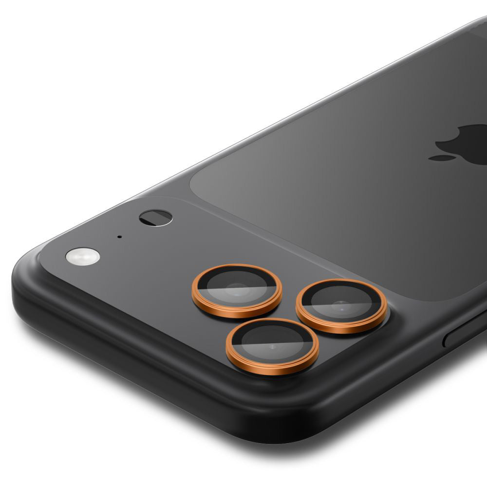 Ochranná fólia na zadnú kameru Spigen GlastR EZ FIT Optik Pro pre Apple iPhone 17 Pro Max / 17 Pro, Tvrdené sklo, Sada 2 kusy, Oranžová
