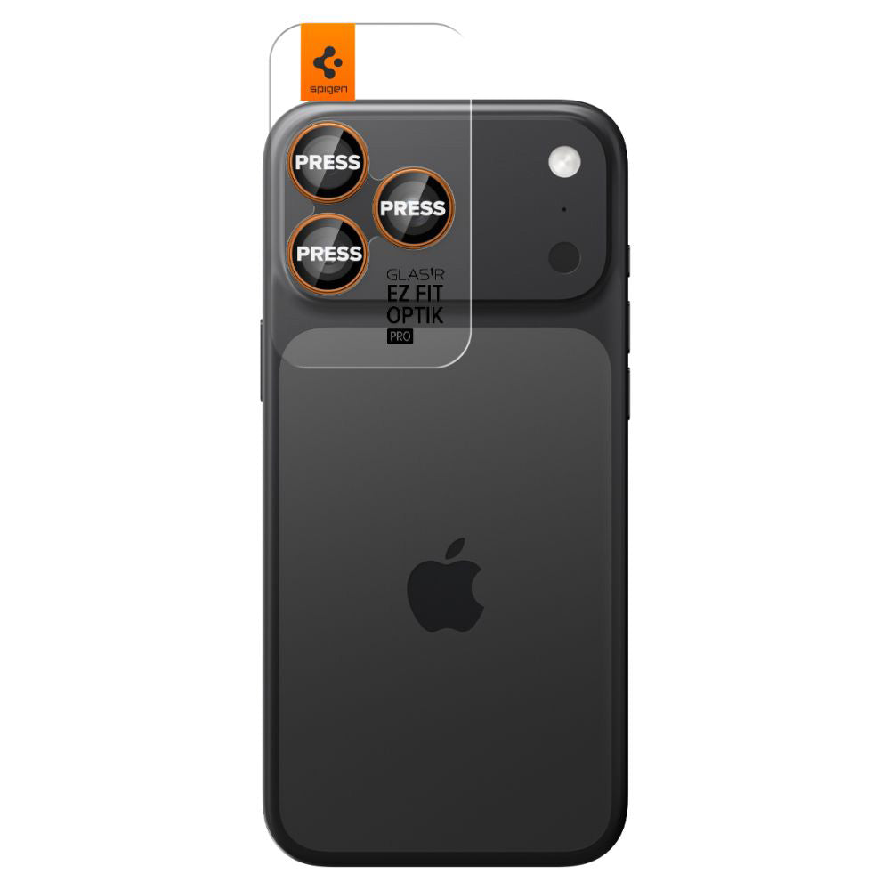 Ochranná fólia na zadnú kameru Spigen GlastR EZ FIT Optik Pro pre Apple iPhone 17 Pro Max / 17 Pro, Tvrdené sklo, Sada 2 kusy, Oranžová