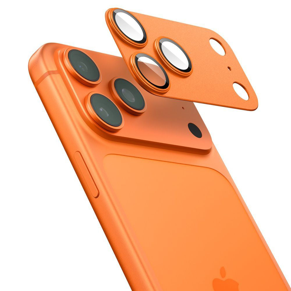 Ochranná fólia na zadnú kameru Spigen GlastR EZ FIT Optik Pro XL pre Apple iPhone 17 Pro, Tvrdené sklo, Oranžová AGL10645