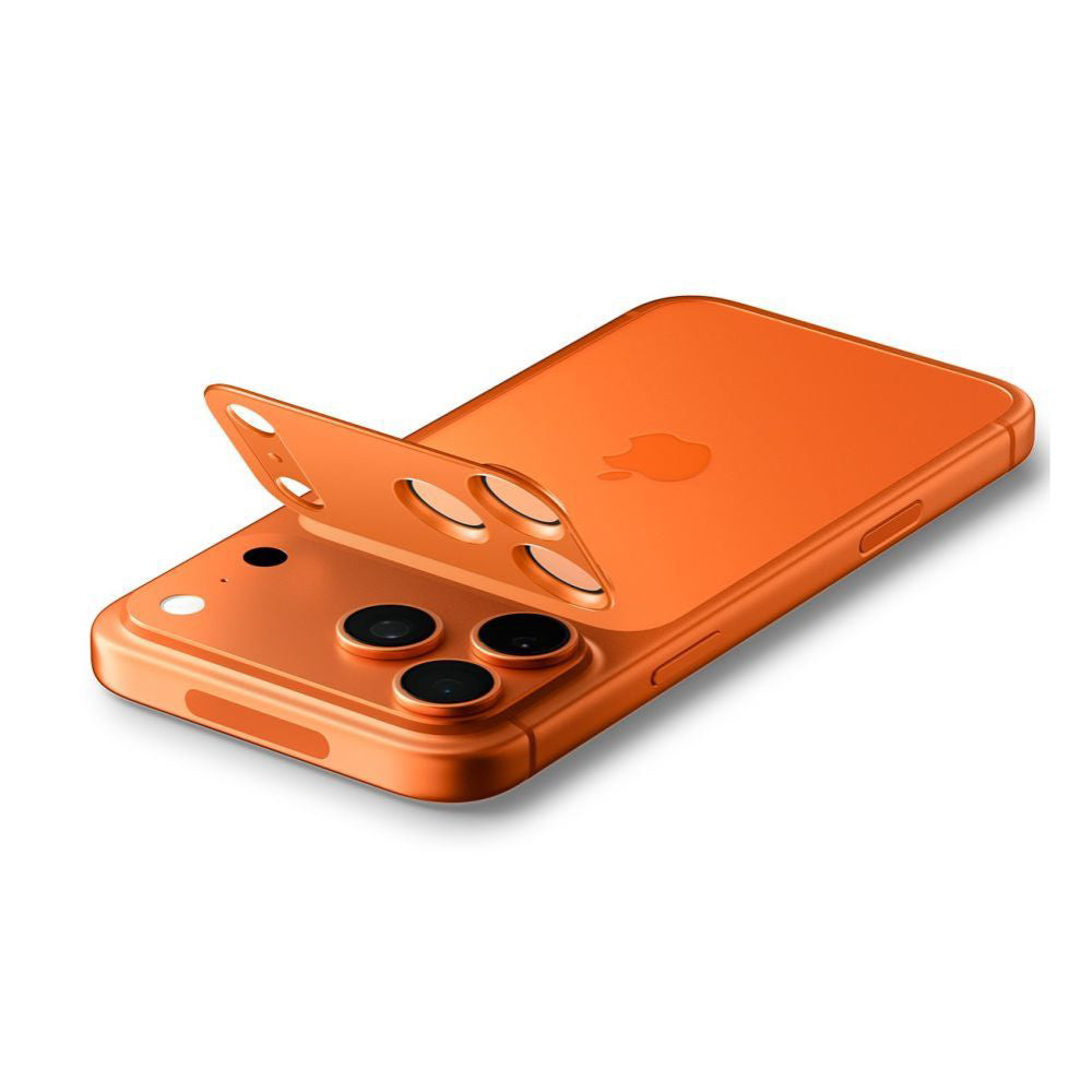 Ochranná fólia na zadnú kameru Spigen GlastR EZ FIT Optik Pro XL pre Apple iPhone 17 Pro, Tvrdené sklo, Oranžová AGL10645