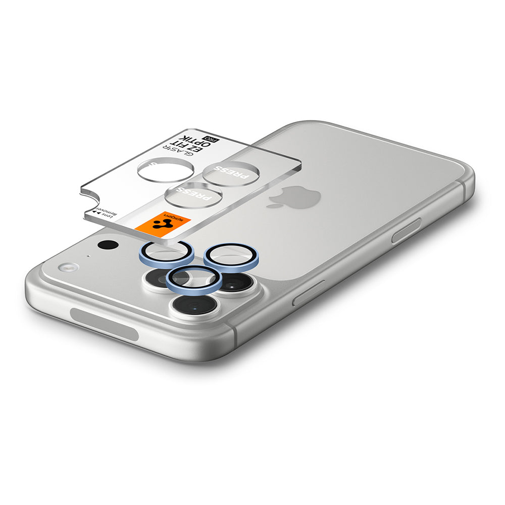 Ochranná fólia na zadnú kameru Spigen GlastR EZ FIT Optik Pro pre Apple iPhone 18 Pro / 18 Pro Max, tvrdené sklo, sada 2 kusy, modrá AGL12045