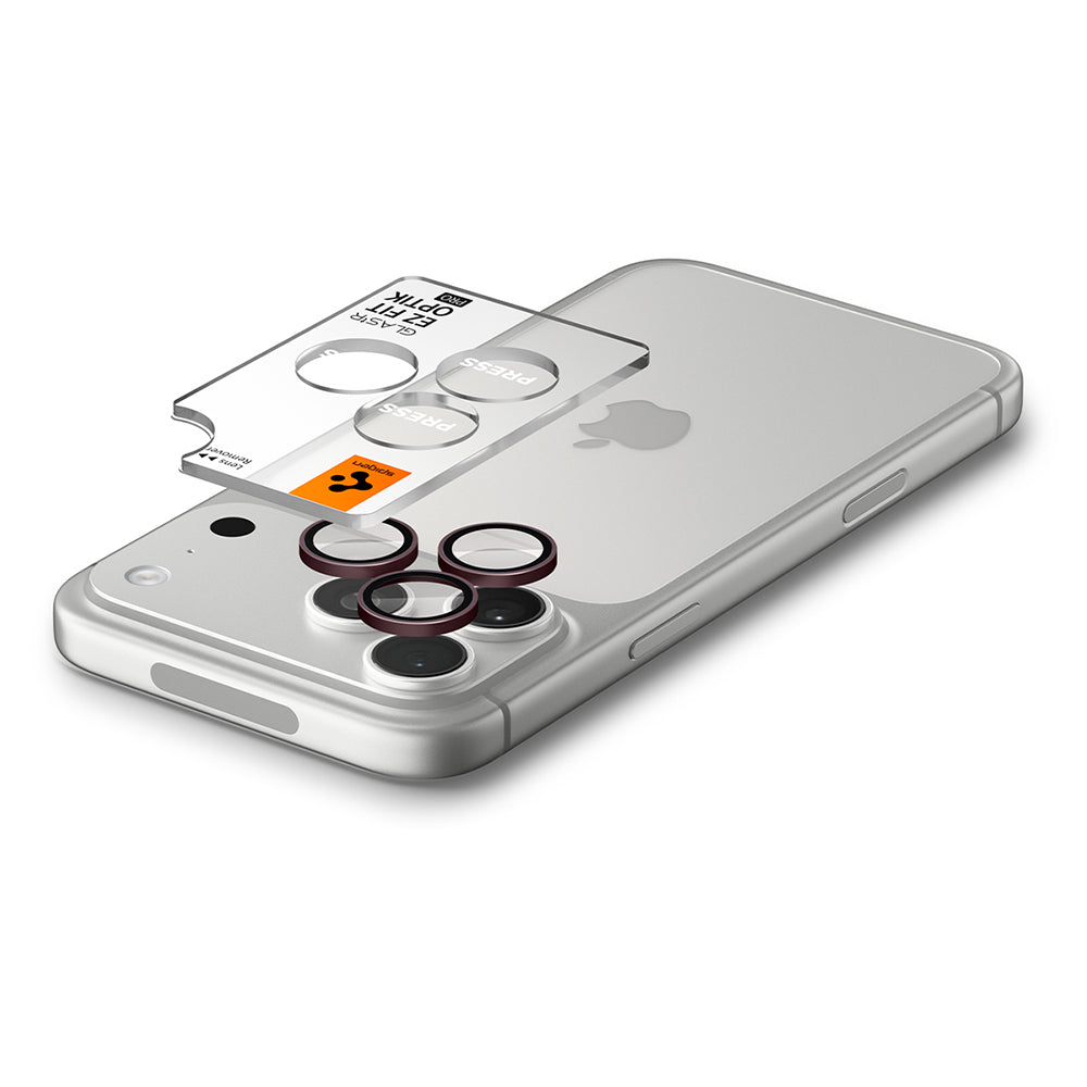 Ochranná fólia na zadnú kameru Spigen GlastR EZ FIT Optik Pro pre Apple iPhone 18 Pro / 18 Pro Max, tvrdené sklo, sada 2 kusy, vínová