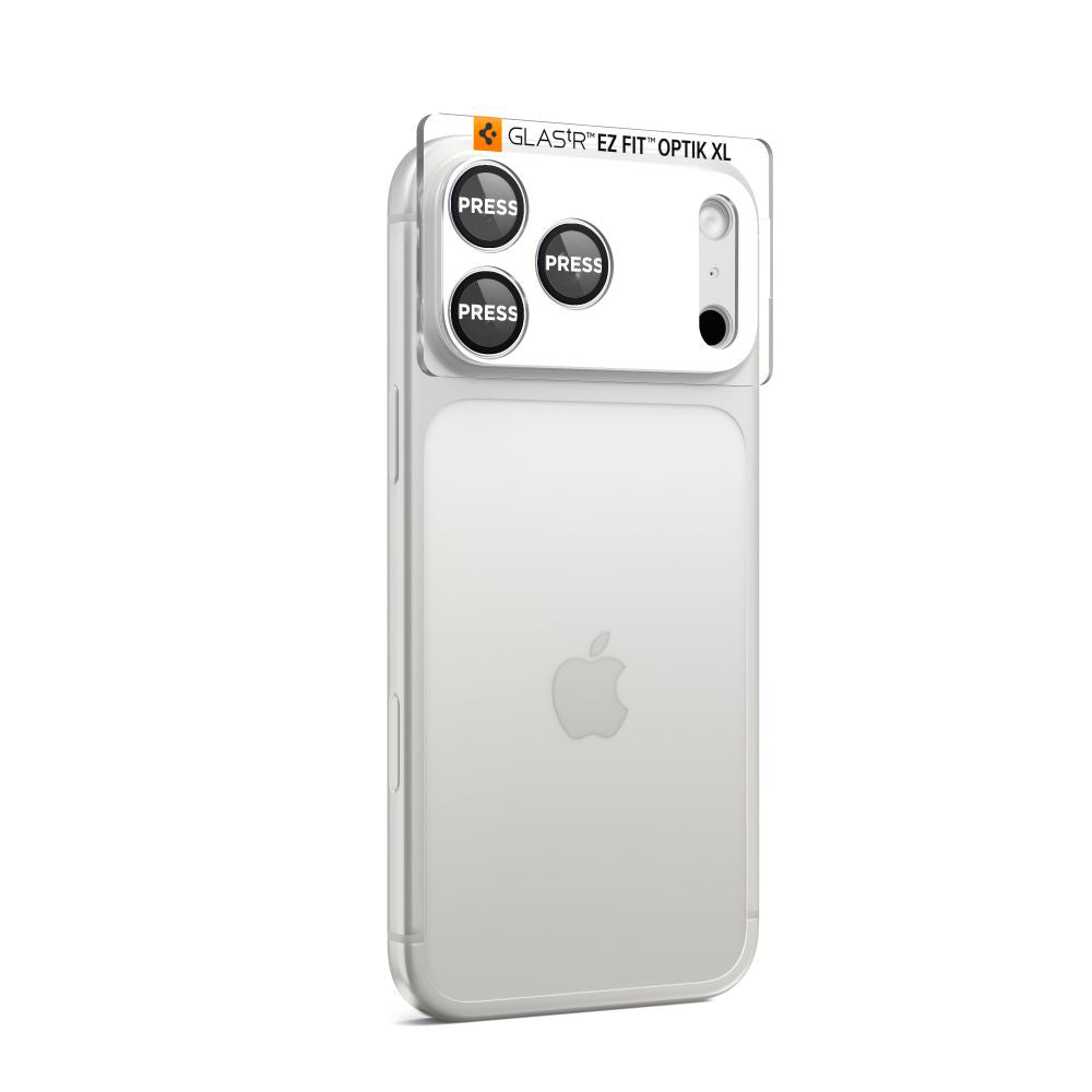 Ochranná fólia na zadnú kameru Spigen GlastR EZ FIT Optik Pro XL pre Apple iPhone 17 Pro Max, Tvrdené sklo, Strieborná AGL10652