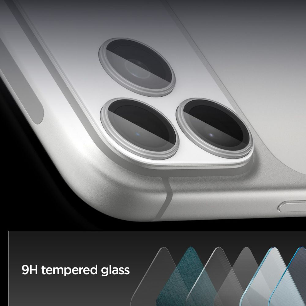 Ochranná fólia na zadnú kameru Spigen GlastR EZ FIT Optik Pro XL pre Apple iPhone 17 Pro Max, Tvrdené sklo, Strieborná AGL10652