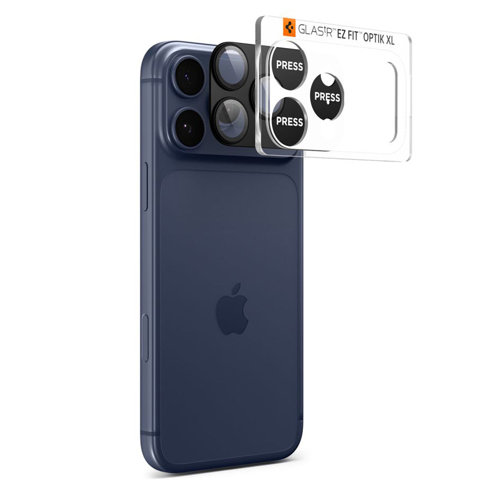 Ochranná fólia na zadnú kameru Spigen GlastR EZ FIT Optik Pro XL pre Apple iPhone 17 Pro Max, Tvrdené sklo, Čierna AGL10649