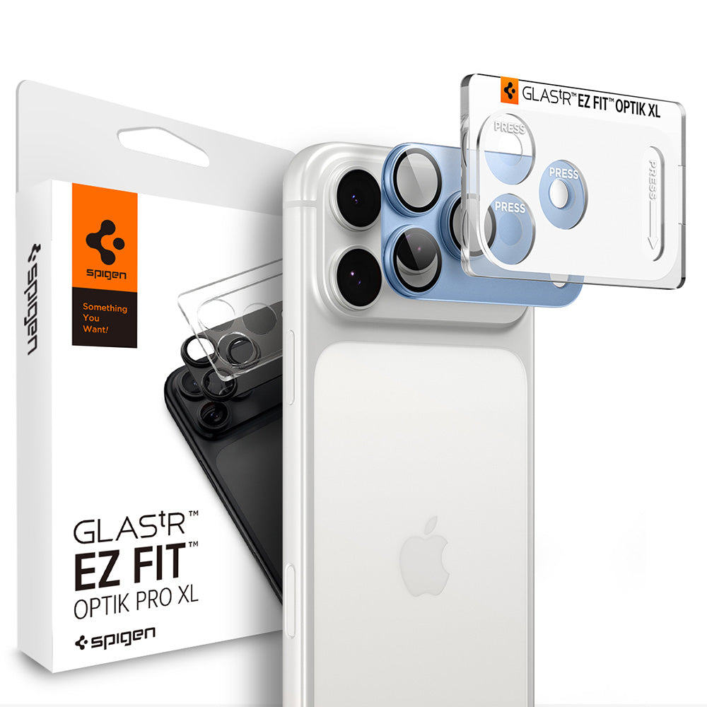 Ochranná fólia na zadnú kameru Spigen GlastR EZ FIT Optik Pro XL pre Apple iPhone 18 Pro Max, tvrdené sklo, modrá AGL12041