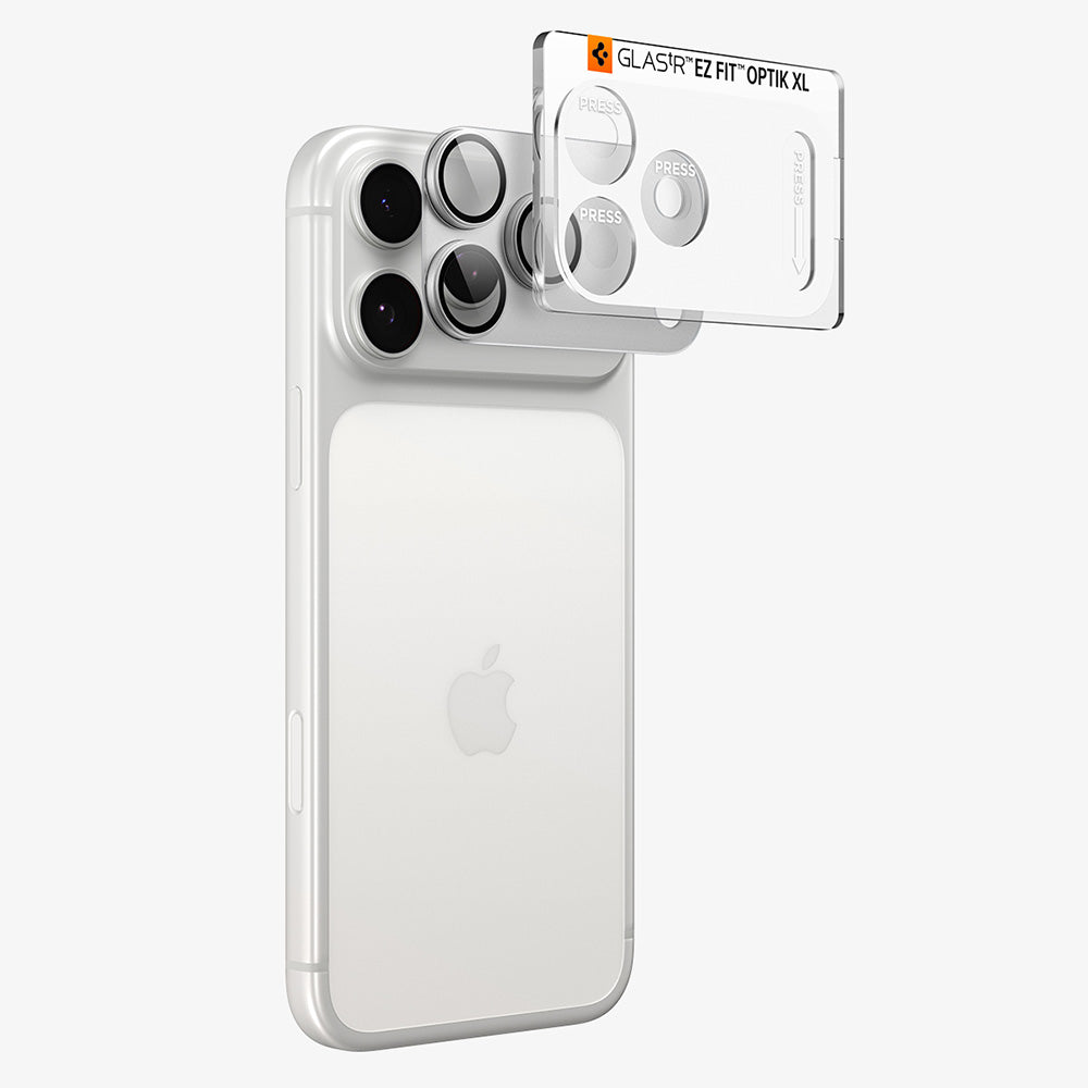Ochranná fólia na zadnú kameru Spigen GlastR EZ FIT Optik Pro XL pre Apple iPhone 18 Pro, tvrdené sklo, strieborná AGL12038