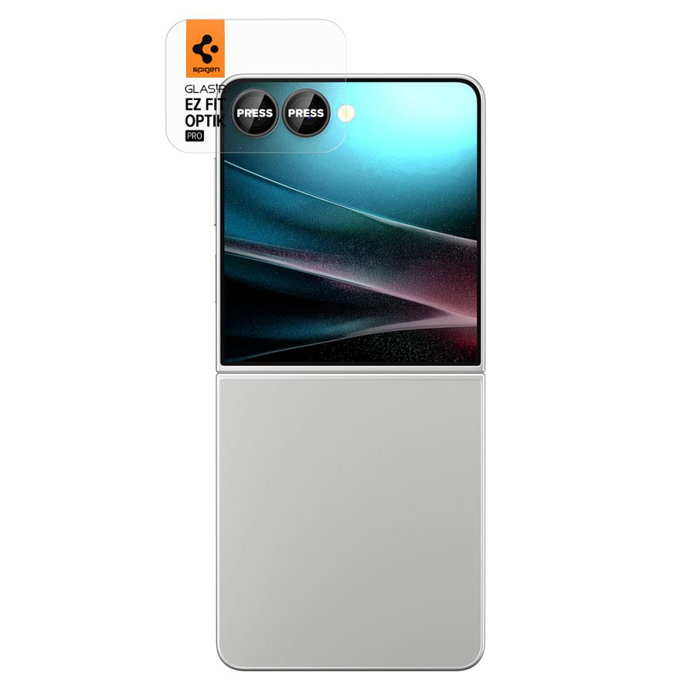 Ochranná fólia na zadnú kameru Spigen GlastR EZ FIT Optik Pro HD pre Samsung Galaxy Z Flip7 F766, Tvrdené sklo, Sada 2 kusy, Čierna AGL09587