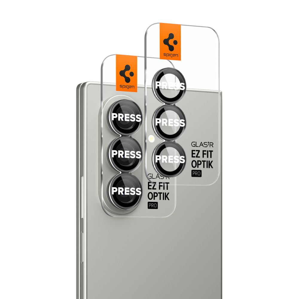 Ochranná fólia na zadnú kameru Spigen GlastR EZ FIT Optik Pro HD pre Samsung Galaxy Z Fold7 F966, Kalené sklo, Sada 2 kusy, Čierna AGL09581