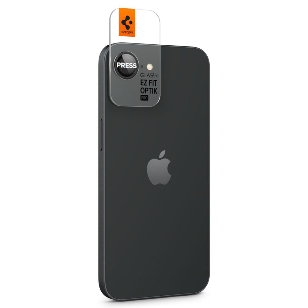 Ochranná fólia na zadnú kameru Spigen GlastR EZ FIT Optik Pro pre Apple iPhone 17e / 16e, Kalené sklo, Sada 2 kusy, Čierna AGL09279