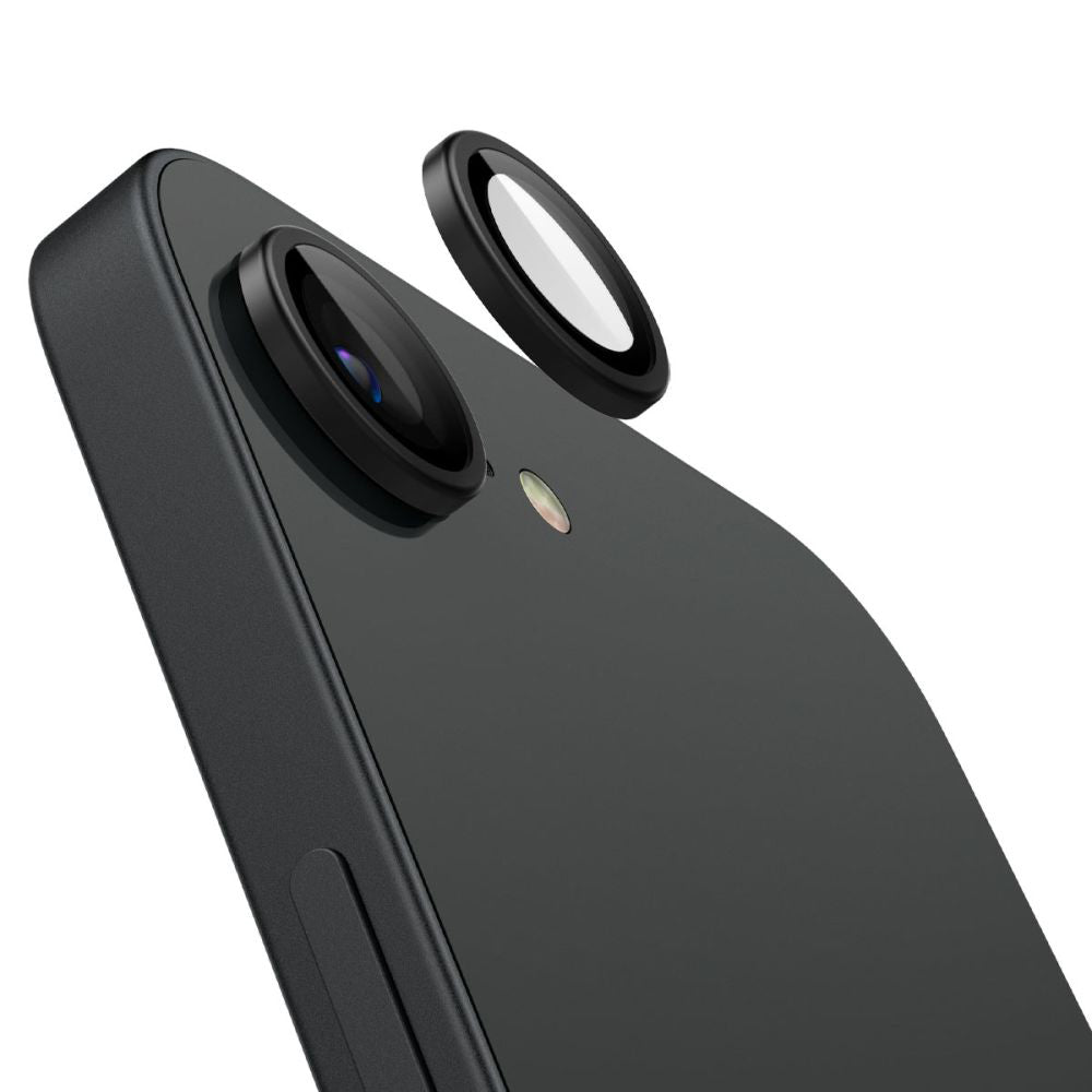 Ochranná fólia na zadnú kameru Spigen GlastR EZ FIT Optik Pro pre Apple iPhone 17e / 16e, Kalené sklo, Sada 2 kusy, Čierna AGL09279