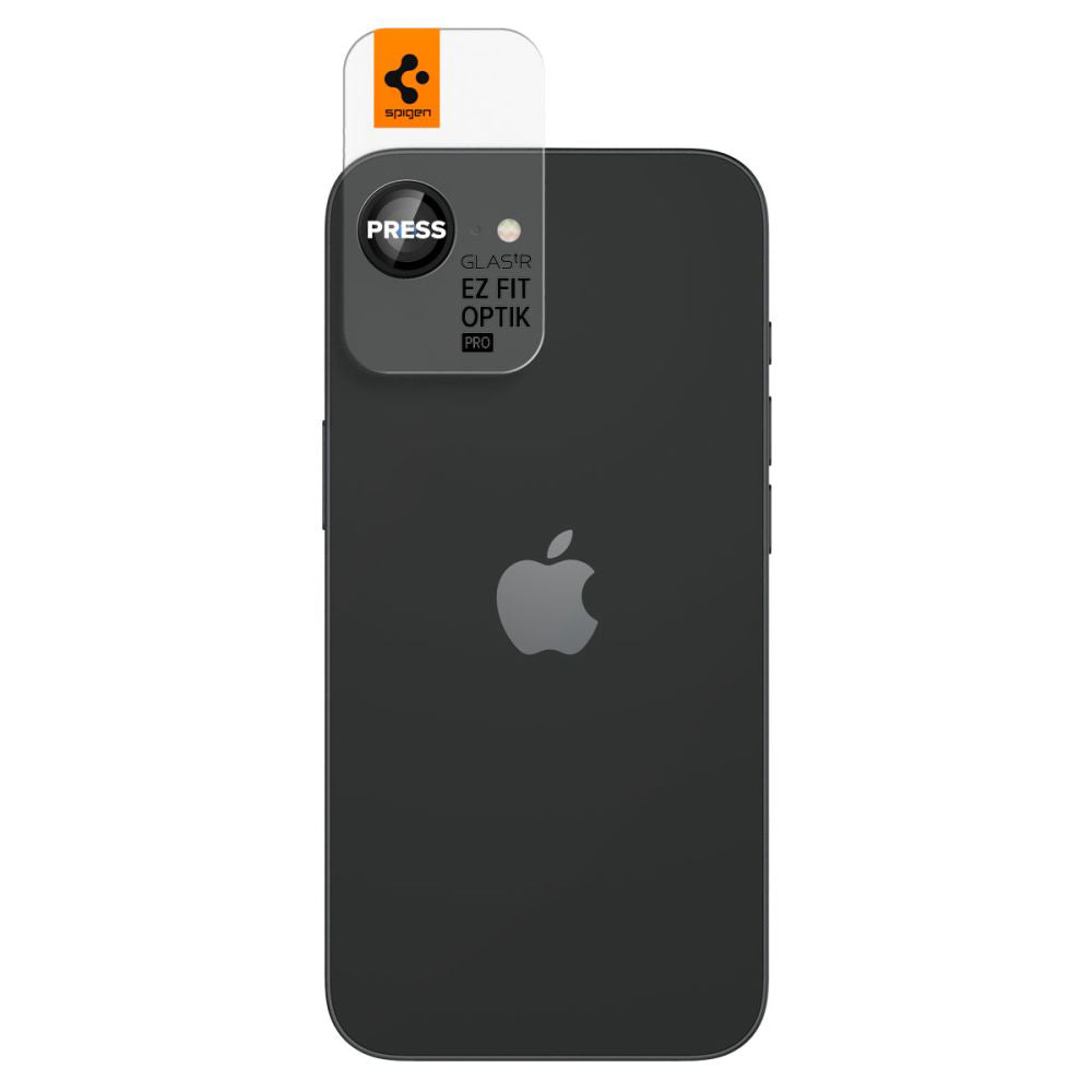 Ochranná fólia na zadnú kameru Spigen GlastR EZ FIT Optik Pro pre Apple iPhone 17e / 16e, Kalené sklo, Sada 2 kusy, Čierna AGL09279