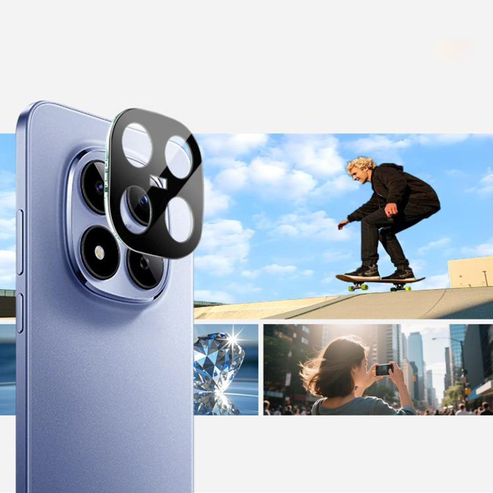 Ochranná fólia Techsuit na zadnú kameru pre Xiaomi Redmi Note 15 Pro 5G, Tvrdené sklo, Čierna