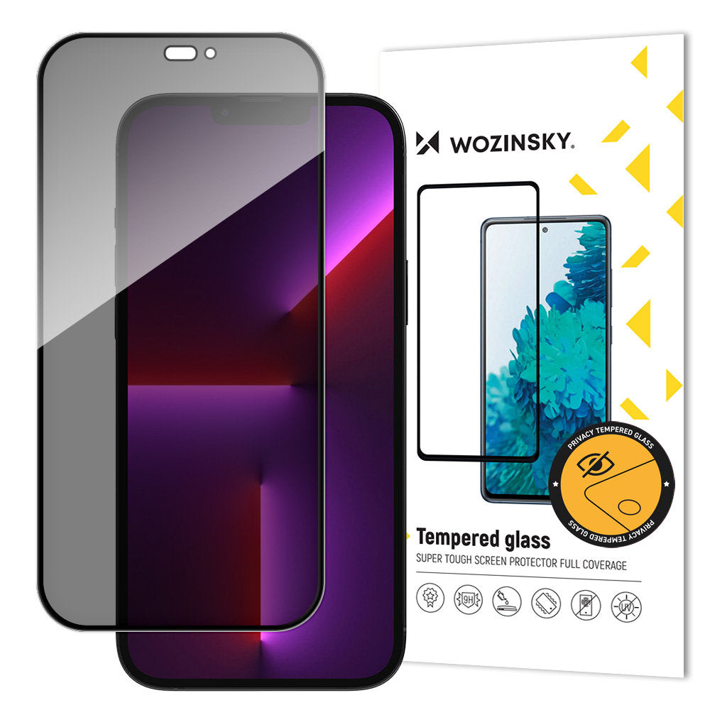 WZK AntiSpy Privacy Screen Protector pre Apple iPhone 15 Pro Max, chránené sklo, plné lepidlo