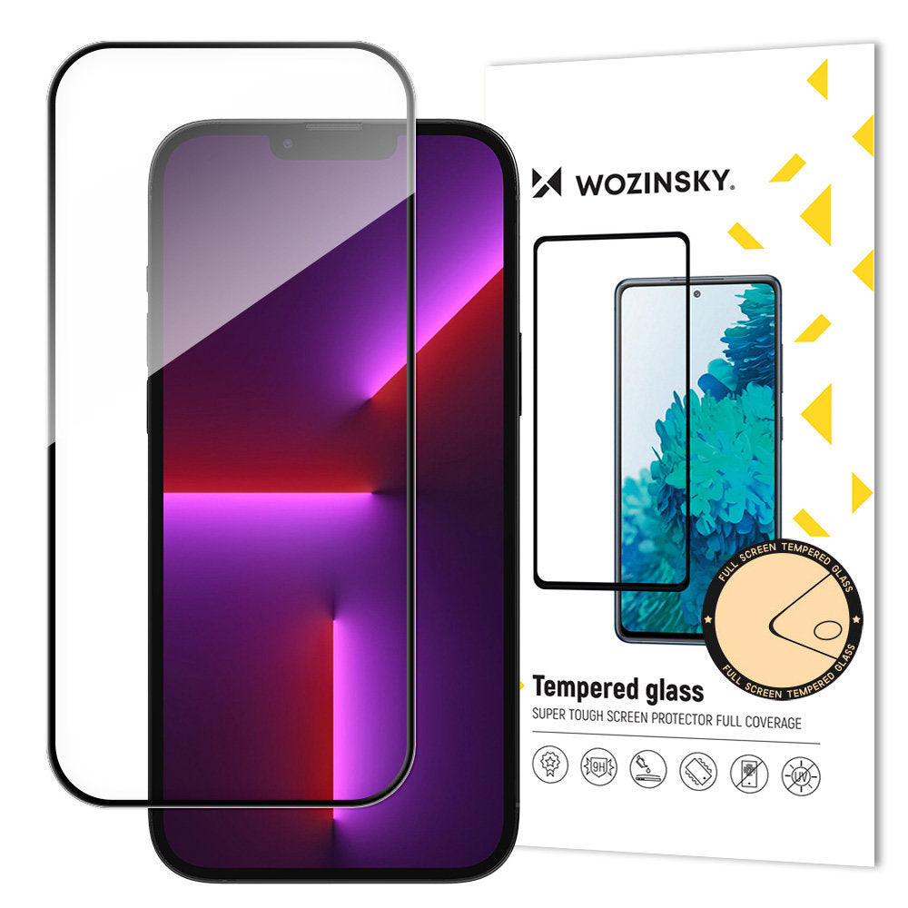 WZK Ochranná fólia na displej pre Apple iPhone 15, bezpečné sklo, s plným lepidlom, vhodná do puzdra, čierna
