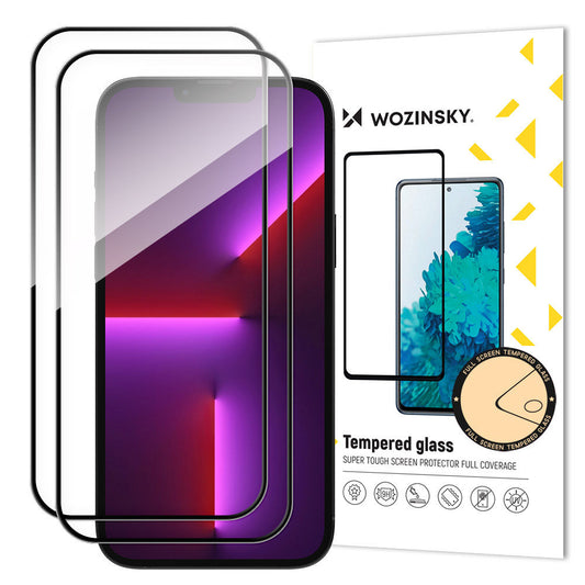 WZK Screen Protector pre Apple iPhone 15 Pro, ochranné sklo, plne lepené, sada 2 ks, vhodné do puzdra, čierna