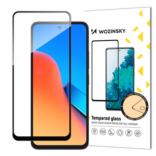 WZK Ochranná fólia na displej pre Xiaomi Redmi 12, s ochranným sklom, s plným lepidlom, čierna