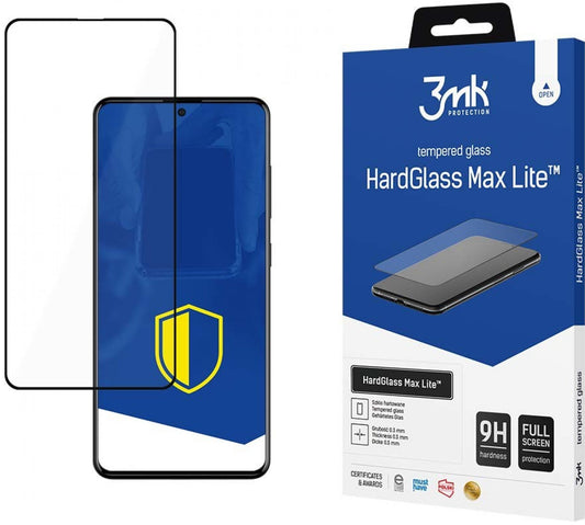 3MK HardGlass Max Lite Screen Protector pre Samsung Galaxy A51 A515 / A52s 5G A528 / A52 5G A526, ochranné sklo, plné lepidlo, čierna farba