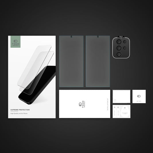 Tech-Protect Supreme Ochranná fólia na zadnú stranu displeja a fotoaparátu pre Samsung Galaxy S24 Ultra S928, chránené sklo, celoplošné lepenie, sada 3 ks, 2,5D