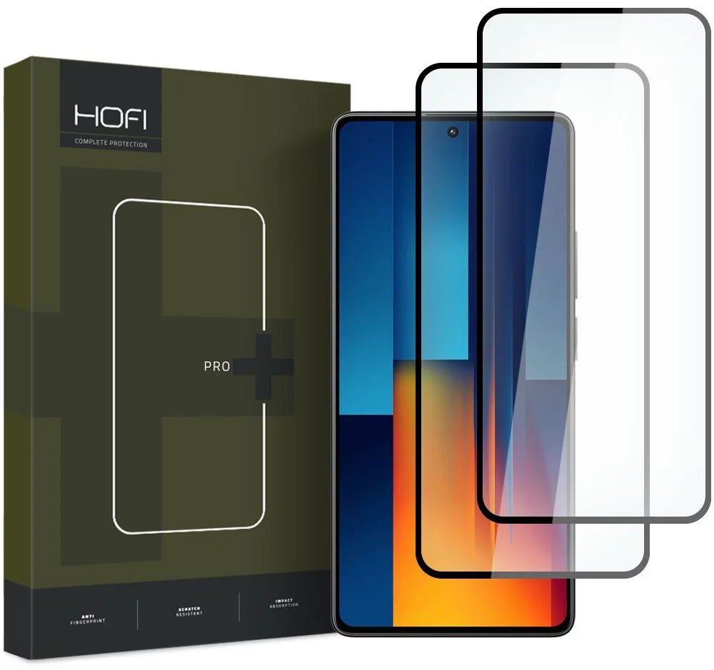 Ochranná fólia na displej HOFI Glass PRO+ pre Xiaomi Poco M6 Pro 5G, Tvrdené sklo, Full Glue, Sada 2 kusy, 2.5D, Čierna
