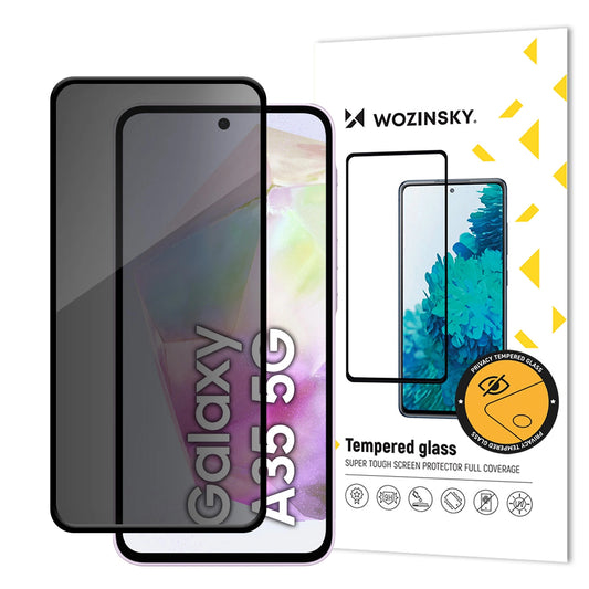 WZK AntiSpy Privacy Screen Protector pre Samsung Galaxy A35 5G A356, ochranné sklo, plné lepidlo