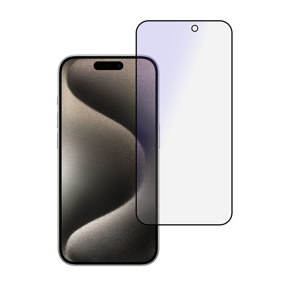 OEM ochranná fólia proti modrému svetlu pre Apple iPhone 16 Plus, chránené sklo, celoplošné lepenie, čierna