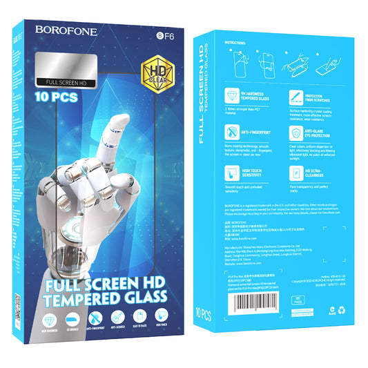 Ochranná fólia BF6 Diamond Armor BF6 Screen Protector pre Apple iPhone 15 Pro, tienené sklo, celoplošné lepenie, sada 10 kusov, čierna