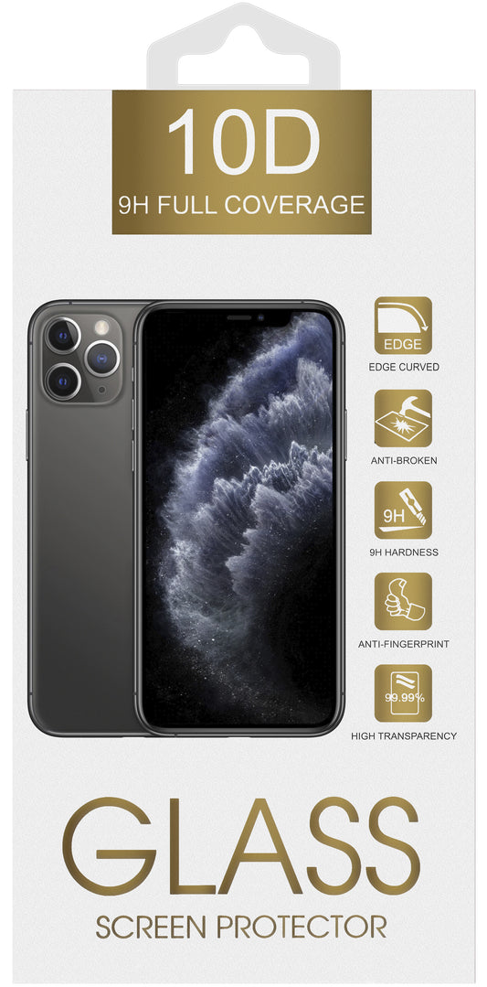 OEM ochranná fólia na displej pre Apple iPhone 16e / 14 / 13 Pro / 13, chránené sklo, plné lepidlo, 10D, čierna
