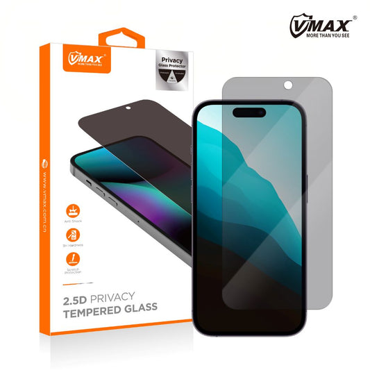 Vmax Privacy Screen Protector pre Apple iPhone 16 Pro, ochranné sklo, plné lepidlo, 2,5D