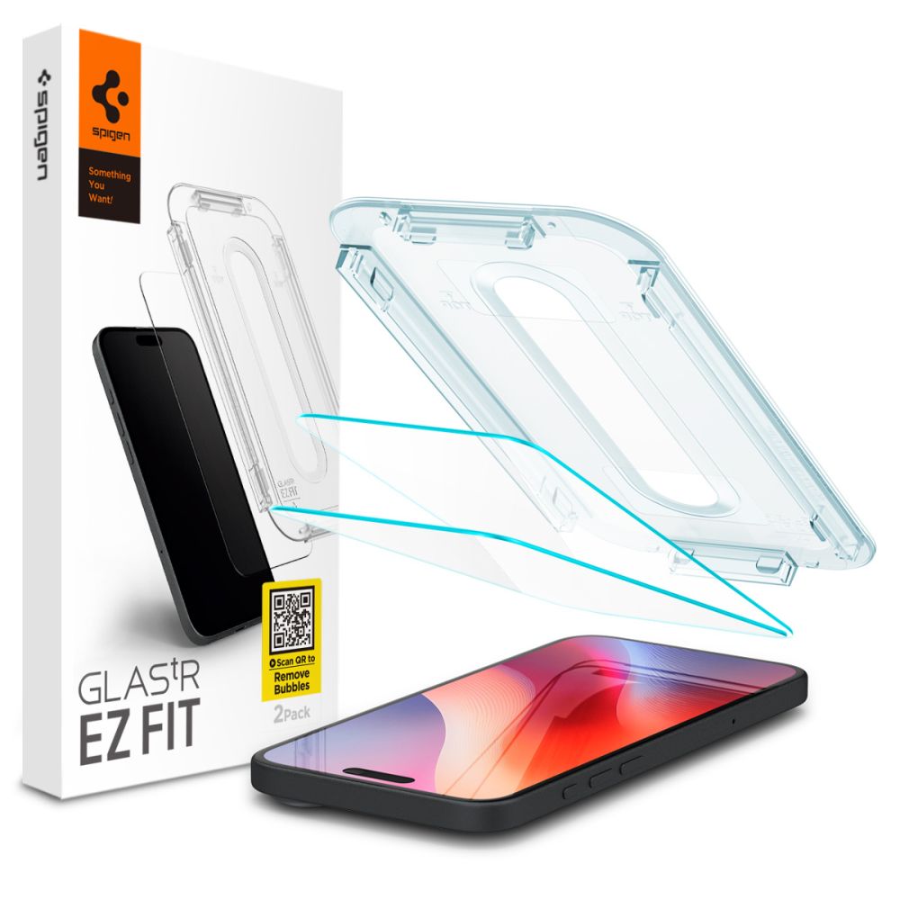Spigen GlastR EZ FIT Screen Protector for Apple iPhone 17 Pro / 17 / 16 Pro, Tempered Glass, Full Glue, Set of 2 Pieces