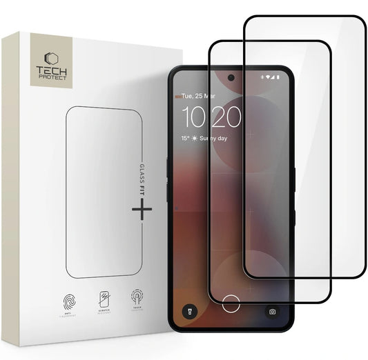 Ochranná fólia na displej Tech-Protect FIT+ pre Nothing Phone (3a) / Phone (3a) Pro, Kalené sklo, Full Glue, Sada 2 kusy, 2.5D, Čierna
