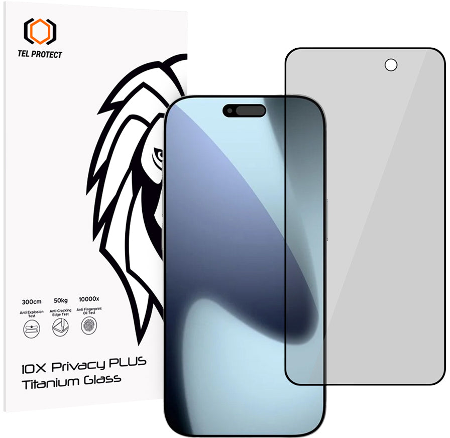 Ochranná fólia na displej Privacy Tel Protect 10X Plus Titanium pre Apple iPhone 17 Pro, tvrdené sklo, celoplošné lepenie