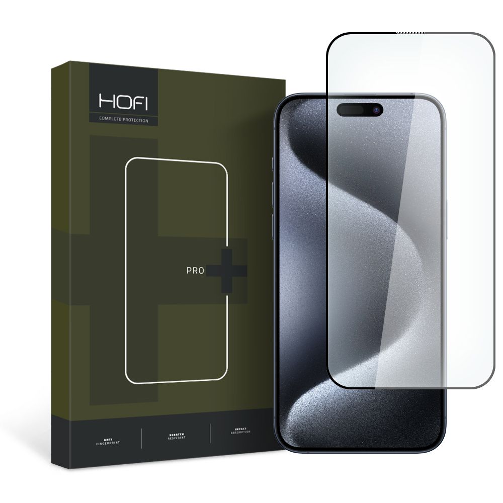 Ochranná fólia na displej HOFI PRO+ pre Apple iPhone 15 Pro, Tvrdené sklo, Full Glue, 2.5D, Čierna