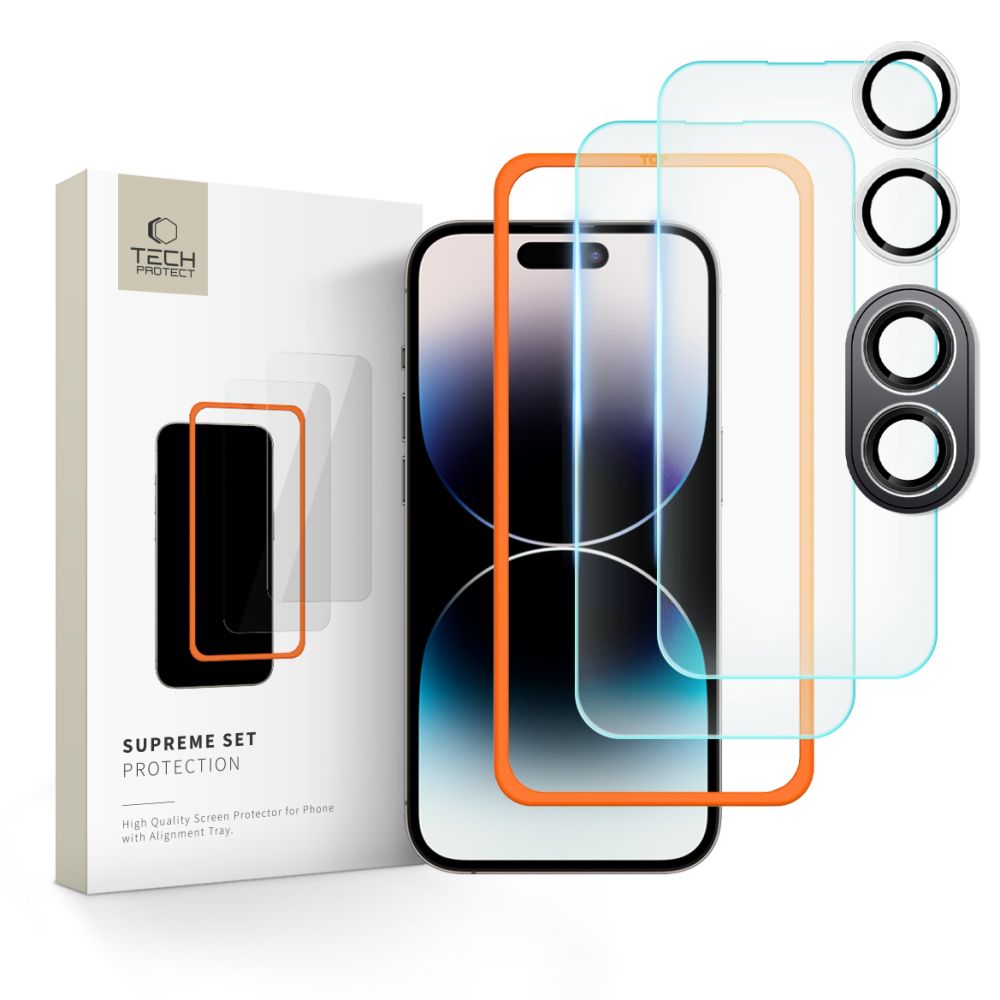 Tech-Protect Supreme Ochranná fólia na zadný displej a fotoaparát pre Apple iPhone 16 Plus, s ochranou skla, celoplošné lepenie