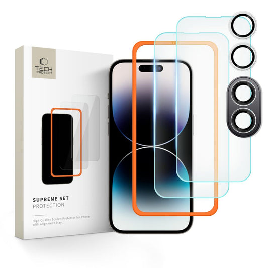 Tech-Protect Supreme Ochranná fólia na zadný displej a fotoaparát pre Apple iPhone 16 Plus, s ochranou skla, celoplošné lepenie