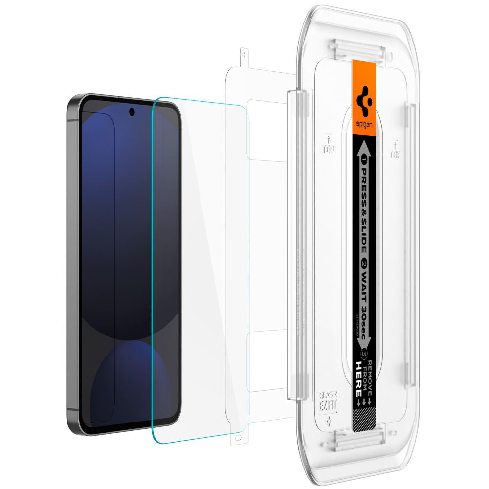 Ochranná fólia na displej Spigen GlastR EZ FIT pre Samsung Galaxy A56 A566 / S24 FE S721, Tvrdené sklo, Plné lepenie, Sada 2 kusy AGL08729