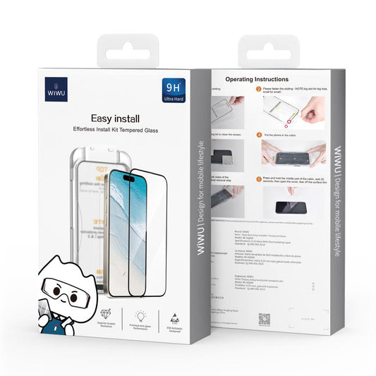 Ochranné sklo WiWu Wi-SQ008 pre Apple iPhone 16 Pro, ochranné sklo, celoplošné lepenie, čierne