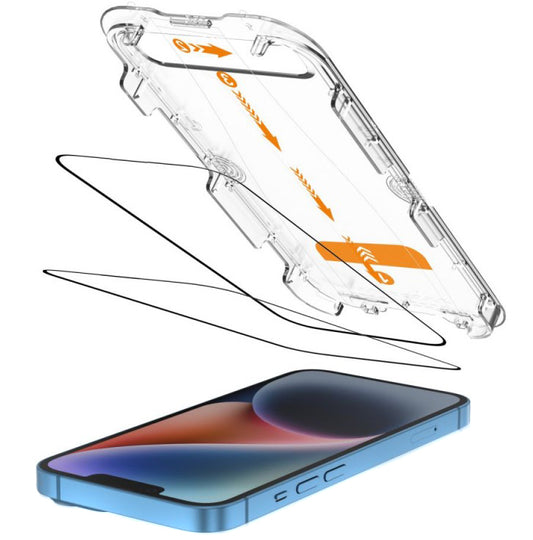 Ochranná fólia na displej Tech-Protect Quick Set+ pre Apple iPhone 17e / 16e / 14 / 13 Pro, Kalené sklo, Full Glue, Sada 2 kusy, Čierna