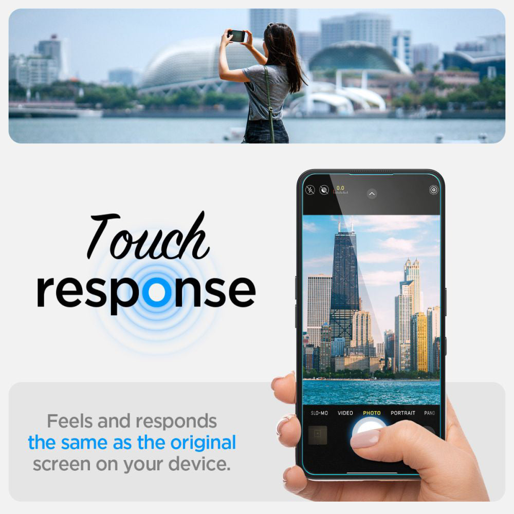 Ochranná fólia na displej Clear Spigen GlastR EZ FIT pre Nothing Phone (3a) / Phone (3a) Pro, Tvrdené sklo, Full Glue AGL09429