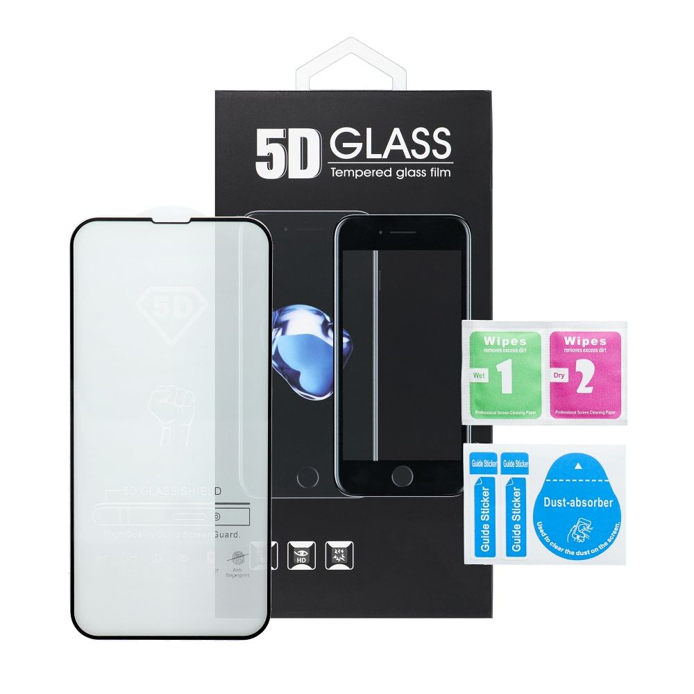 Ochranná fólia OEM na displej pre Apple iPhone 17, Kalené sklo, Full Glue, 5D, Čierna