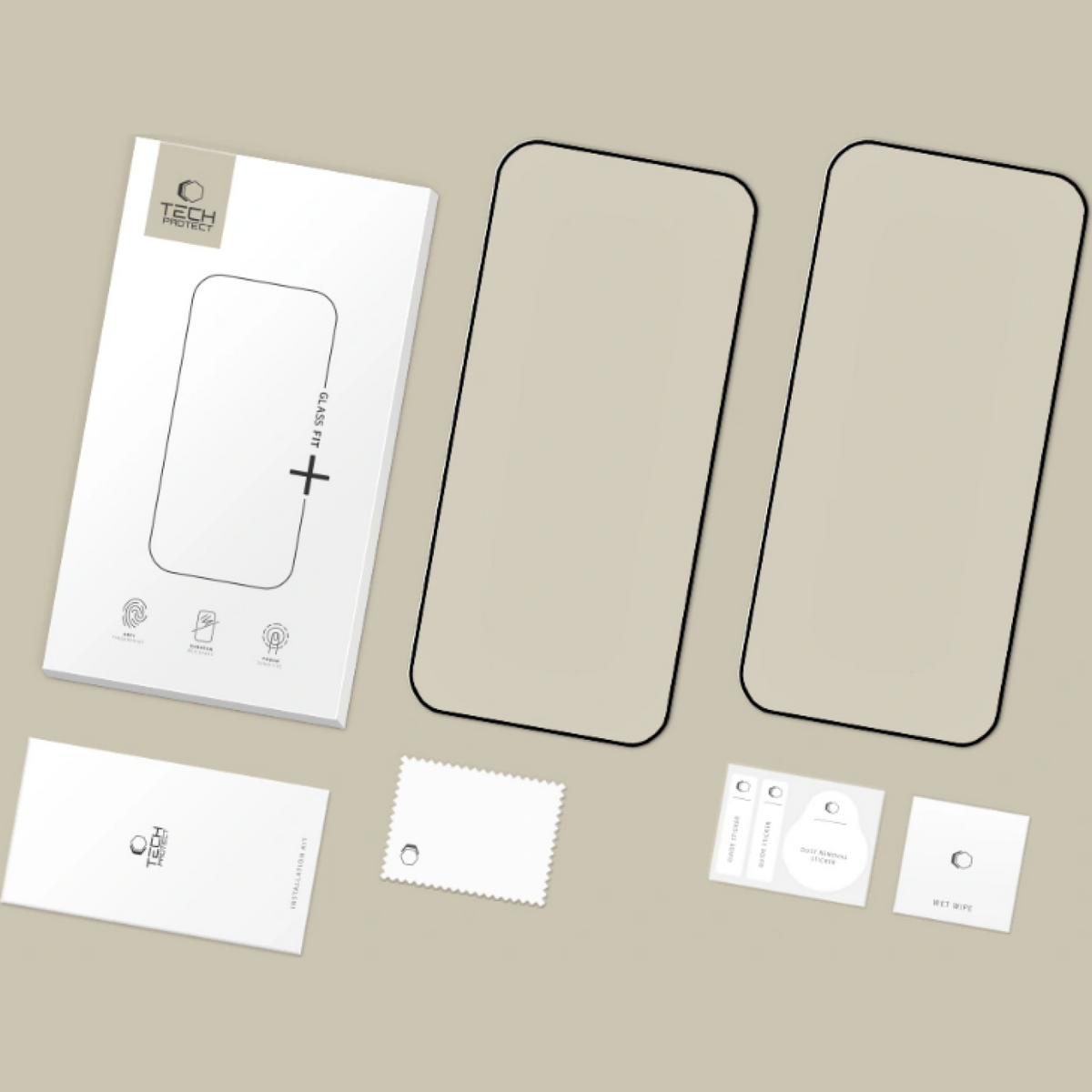 Ochranná fólia na displej Tech-Protect FIT+ pre Xiaomi Poco F8 Ultra, tvrdené sklo, plné lepidlo, sada 2 kusov, 2.5D, čierna
