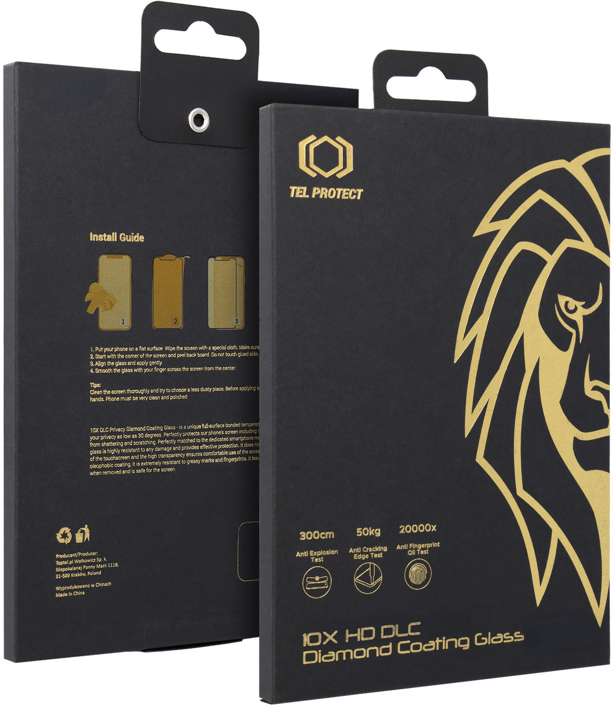 Ochranná fólia na displej Tel Protect 10X HD DLC Diamond Coating pre Apple iPhone 17 / 16 Pro, tvrdené sklo, celoplošné lepenie, čierna