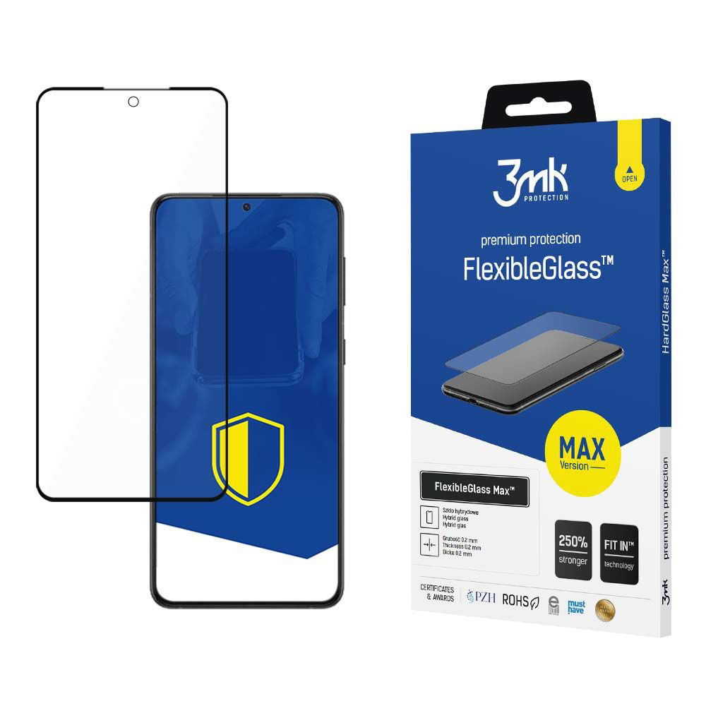 Ochranná fólia na displej 3MK FlexibleGlass Max pre Samsung Galaxy S24 S921, flexibilné sklo, plné lepidlo, čierna