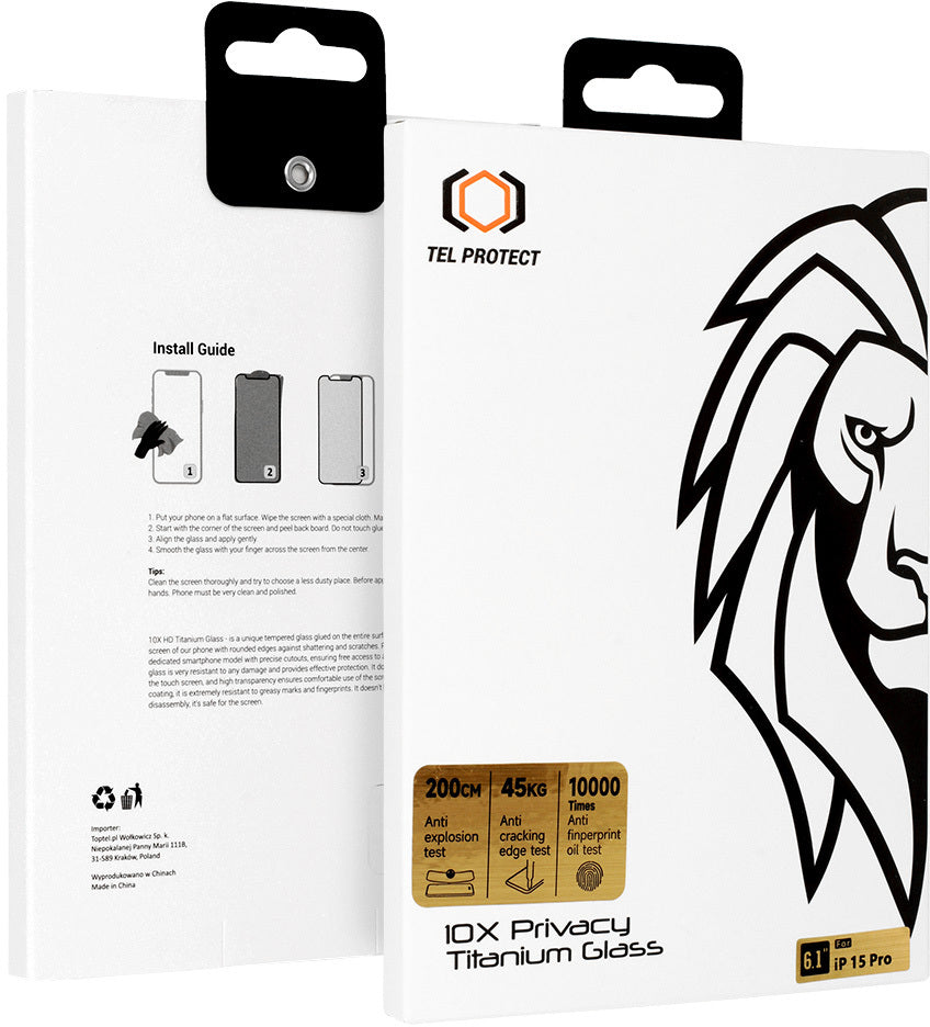 Ochranná fólia na displej Privacy Tel Protect 10X Plus Titanium pre Samsung Galaxy S25 Ultra S938, tvrdené sklo, celoplošné lepenie