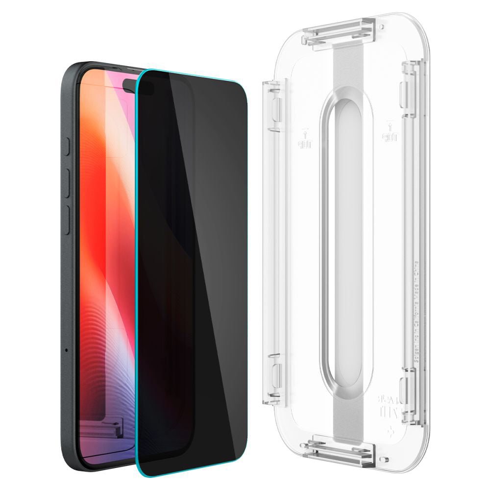 Ochranná fólia na displej Spigen GlastR EZ FIT pre Apple iPhone 17e / 16e / 14 / 13 Pro, Kalené sklo, Full Glue, Sada 2 kusy AGL03385